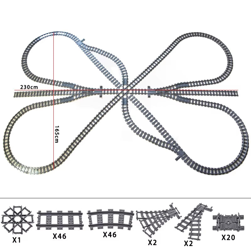 City Trains Switch Flexible Tracks Straight Curved Rails Crossing Flexible High-Speed Railway Viaduct Building Block Bricks Toys