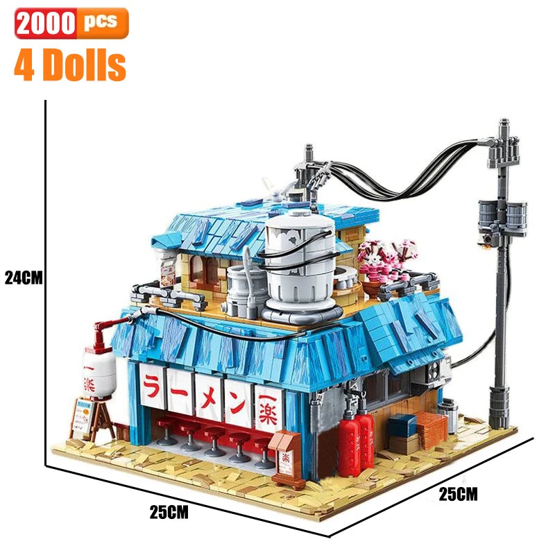 MOC Narutos Anime Yile Ramen Shop Building Blocks City Streetview Ramen House Model Bricks Toys Set for Kid Christmas Gift