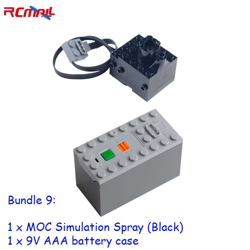 Simulation Spray Smoking Electric Exhaust Parts MOC Building Blocks for Cars Trains Toys Compatible with Legoeds Blocks